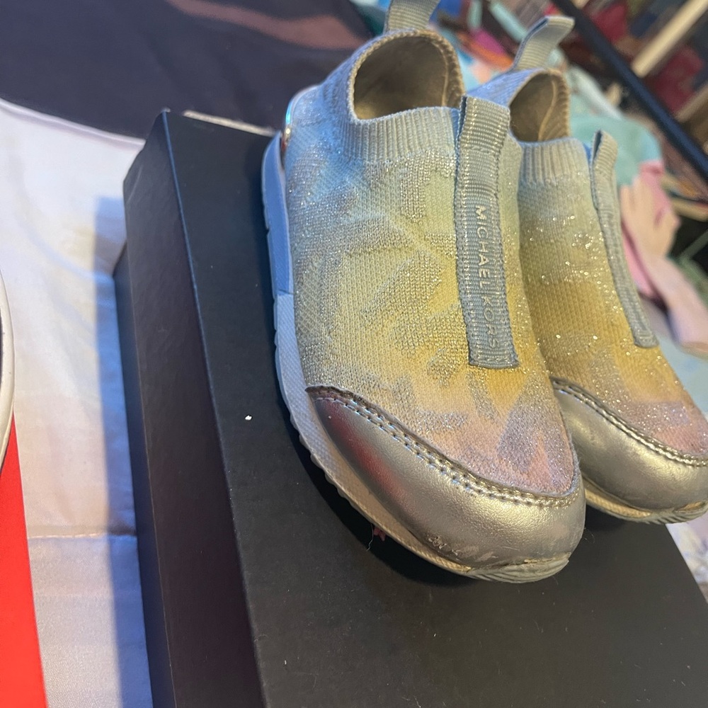 Michael Kors Silver and Gold Sneakers with Metallic Design
